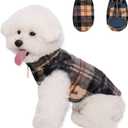 Small Dog Fleece Plaid Coat, Soft Comfortable Sweaters Winter Jacket Warm Vest Clothes for Puppy Chihuahua Poodle Yorkie Pomeranian (Coffee&Red, M)