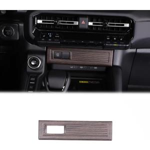 Center Console Cigarette Lighter Panel Trim Cover Compatible with Toyota Land Cruiser Prado 250 J250 LC250 2024 2025 2026, ABS Center Control Interior Trim Accessories (Oak Wood Pattern)