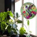 Hummingbird Stained Glass Decor for Women, Bird Lovers Suncatcher. Green Birds Art Walldecor.