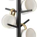 Lorbro Coffee Mug Tree, 360 Rotated Mug Holder with 8 Hooks, Wooden Coffee Cup Holder Rack Stand Accessories for Countertop Kitchen Decor Organizer (Rotatable, Black)