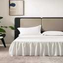 TSUTOMI Ivory Bed Skirt King Size Ruffled Bed Skirt with Split Corners, King Bed Skirt 18 Inch Drop, King Size Bed Skirt Ivory for Ruffled Bed Skirt with Split Corners, Bed Skirt King Size