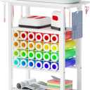 ZHOOGE Organizers and Storage for Cricut Machines, Rolling Storage Cart/Shelf with 24 Vinyl Roll Holders, Cutting Machine Stand Workstation Cabinet Desk Stand for Cricut Craft Room Organization