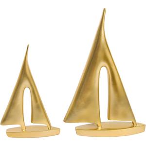 Modern Sculptures Home Decor, Gold Sailboat Decor Ornament, Boat Decorations Statue Decor, Art Sculptures and Statues, Sailboat Gifts Home Office Bathroom Shelf Decor Nautical Decor (2 Pack)