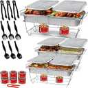 Large Full Size 33-Pcs Disposable Chaffing Buffet with-Covers, Utensils, Fuel Cans ‚Äì Premium Chafing Dish Set for Events, Parties, Catering