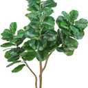 Artificial Fiddle Leaf Fig Tree, 6ft Realistic Fake Plants Faux Trees with White Planter, Artificial Plants Indoor for Home Living Room Office Decor
