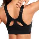 Yvette Adjustable Sports Bras for Women High Impact Front Zip Mesh Supportive Bras for Large Bust Plus Size (Black)