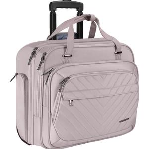 VANKEAN Rolling Laptop Bag Women with Wheels, 15.6 Inch Rolling Briefcase for Women, Water Repellent Overnight Computer Bag with RFID Pockets for Travel Business Work, Light Dusty Pink