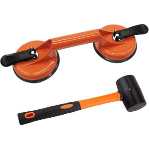 Floor Gap Fixer Tool for Laminate Floor Gap Repair Include Suction Cup and Mallet (Can't use on scraped surface floor)-Orange Kit