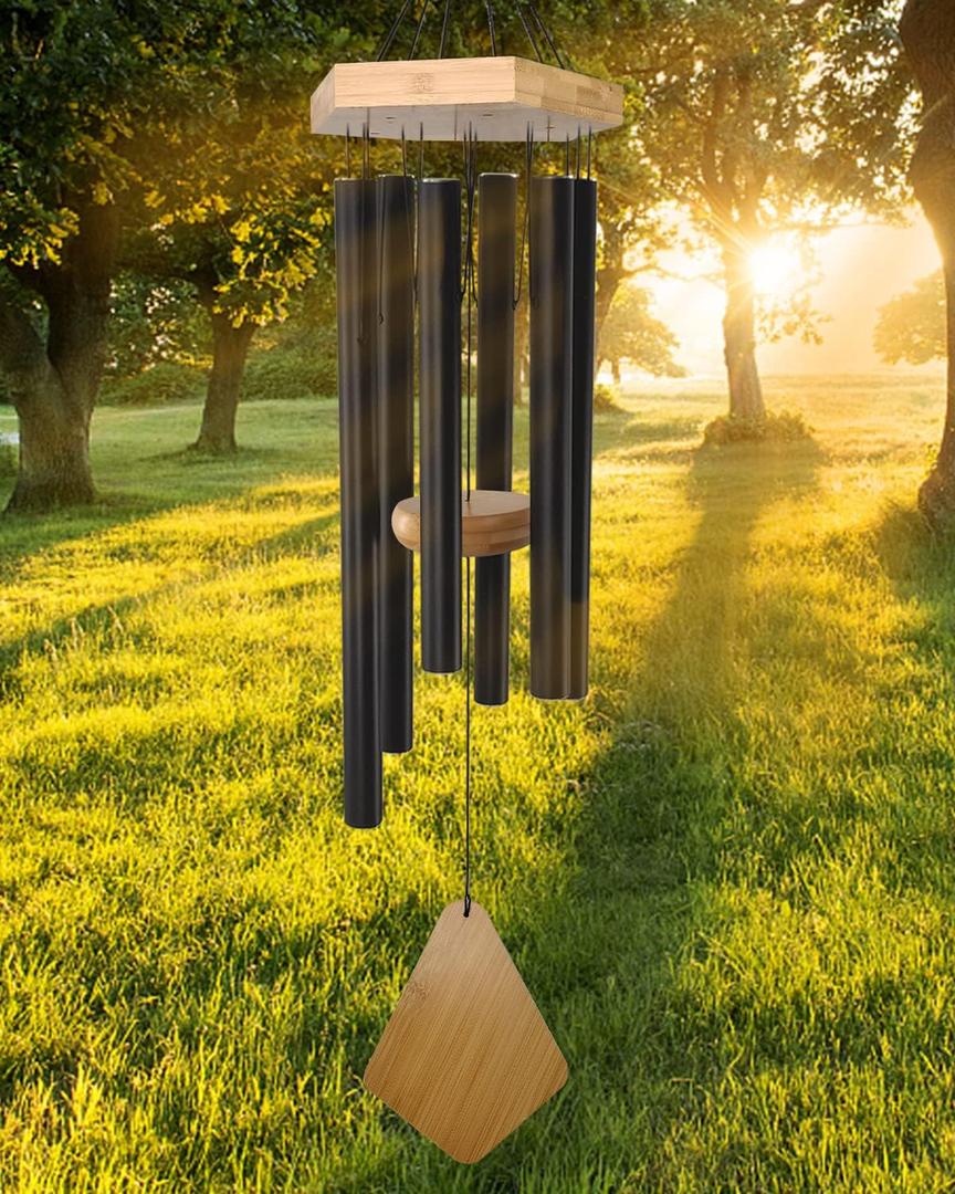 Wind Chimes Outdoor Deep Tone, 30 Inches Wind Chimes Outdoor, Memorial Wind Chimes with Hook as Gifts for Mother's Day/Housewarming/Christmas, Patio, Garden, Yard, Home Dcor. Black