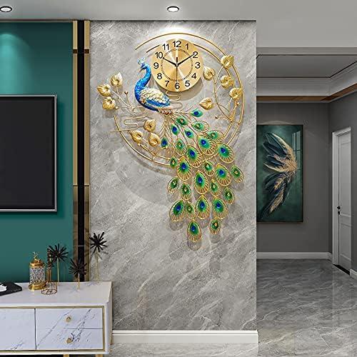 EURSON Large Peacock Wall Clock 36.6 inch Metal Design Non-Ticking Silent Art Digital Wall Clocks for Living Room Decor (Yellow&Green) EURSON Large Peacock Wall Clock 36.6 inch Metal Design Non-Ticking Silent Art Digital Wall Clocks for Living Room Decor (Yellow&Green)