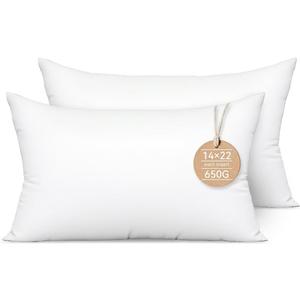 14x22 Inch Lumbar Pillow Inserts Set of 2 - Synthetic Down Alternative Fill, Fluffy & Durable Hypoallergenic Stuffer for Sofa, Accent Chairs