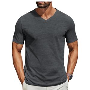 COOFANDY Men's T Shirts Short Sleeve Classic V Neck T-Shirt Casual Summer Basic Tee Shirt A-Black Size XL