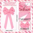 Riceshoot 12 Pcs Christmas Pink Bows Large Christmas Tree Topper Bow 12" x 24" Outdoor Decorations Wreath Bow with Glitter Gold Edge for Xmas Home Front Door Decor