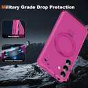 XIQI Designed for Samsung Galaxy S25 6.2'' with Camera Lens Protector & Magnetic Ring Stand [Military-Grade Protection] Translucent Shockproof Phone Case for Men Wowen,Hot Pink