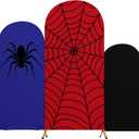 Spider Web Theme Arch Backdrop Cover 3 Set - 4ft/ 5ft/ 6ft Wedding Arch Covers Spandex Backdrop Stand for Wedding Birthday Banquet Ceremony Photography Party Decoration(Classic)