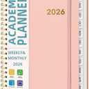 Academic Planner 2026 - Hardcover Weekly & Monthly Calendar Agenda, Daily Planner for Students & Teachers, 8.5" x 6.3" Portable SizeDaily Agenda Book with Tabs, College Organizer Notebook (pink)