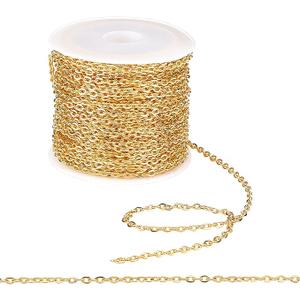 Necklace Chains Golden Iron Cross Chains Link Flat O-Shaped Cable Chains Craft Jewelry Chain for DIY Necklace Bracelet Jewelry Making, 3x2.2x0.6mm