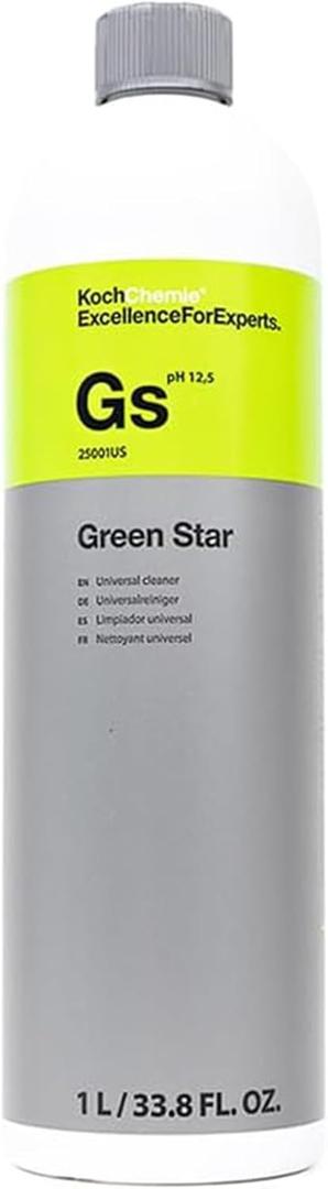 KOCHCHEMIE Green Star - Highly Concentrated Universal Cleaner; NTA, Phosphate, and Solvent Free, Clean Auto Interiors and Exteriors, Engines, Commercial, Home, and Industrial Use (1 Liter) (33.8 Fl Oz (Pack of 1))