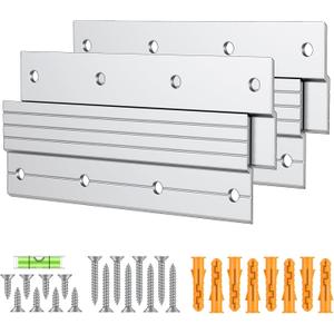 Uniclife 2 Pairs 6 Inch French Cleat Hanger 60 lbs Load Heavy Duty French Cleat Picture Hanger Aluminum Alloy Mirror Hanging Hardware Wall Mounting Bracket Interlocking Z Bar Clip with Bubble Level