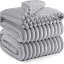 Bedsure Blankets Queen Size for Bed - GentleSoft Cozy Soft Blankets for Women, Cute Large Fleece Throws for Girls, Light Grey, 90x90 Inches