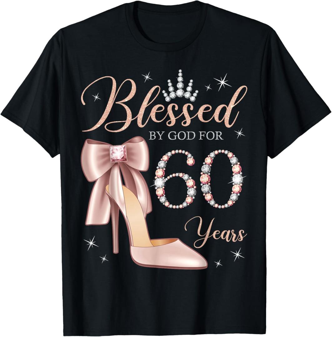Blessed By God For 60 Years Old 60th Birthday Party Queen T-Shirt, Large