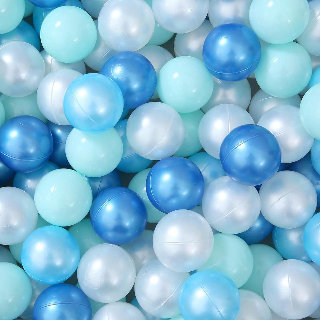 STARBOLO Ball Pit Balls Pack of 100 200 500 - BPA&Phthalate Free Non-Toxic Crush Proof Play Pit Soft Plastic Ball for 1 2 3 4 5 Years Old Toddlers Baby Kids Birthday Pool Tent Party (Pearl Blue)