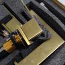 HURRAN 8 Inch Widespread Bathroom Faucet 3 Hole Brushed Gold-2 Handle Square Bathroom Sink Faucet with Pop-Up Drain & Supply Lines, Lead-Free SUS 304 Stainless Steel for 6-12" Vanity Sink Remodel