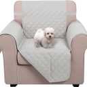 U-NICE HOME Recliner Chair Covers Reversible Chair Cover Pet Covers for Dogs with Elastic Straps Water Resistant Diamond Quilted (23''Armchair, Light Grey/Light Grey)