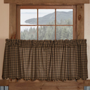 Cafe Curtains Farmhouse Tiers Kitchen Curtain 24 Inches Long, Flax Rustic Gingham Check Small Window Short Drapes for Kitchens Bathroom, 40" x 22", Set of 2