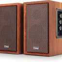 40W Computer Speakers,2.0 AC Powered Wooden PC Speakers with Strong Bass,7.28" X 2 AC Powered USB/Bluetooth Bookshelf Speakers with USB Input for DSP PC Speaker, Wooden Speaker for Laptop (C5201-US)