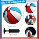 Outus 8 Pack 7 Inch Mini Rubber Basketballs Set Small Basketball with Air Pump Mini Hoop Junior Size 3 Basketballs for Beginner Arcade Games Indoor Outdoor Pool Party Favors(Red White and Blue)