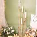 Tall Floor Candle Holder Set, 8-arm Metal Floor Candelabra Candle Holders, Large Gold Wedding Centerpiece, 45.3'' H Candlestick Stand with Acrylic Shade for LED Candles for Party Wedding Home Decor