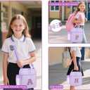 Insulated Lunch Bag for Kids - Initial Cute Leak-Proof Lunch Box for Girls with Adjustable Strap, Back to School Gift (K,Purple)