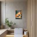 Funny Frog Bathroom Wall Art, Cute Japanese Frog in Toilet Wall Decor, Whimsical Green Animal Restroom Poster Canvas Painting Prints Artwork 16x24 inch Framed