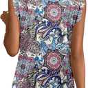 2 x onlypuff Womens Tank Tops Sleeveless Pleated Crew Neck Shirts Dressy Casual Work Cami Blouse (S)