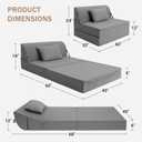 BeBen Folding Sofa Bed Chair, Convertible Sleeper Chair Futon Couch, Foldable Boneless Floor Lounge Sofa, Twin Foam Chair Bed for Small Spaces, Dorm, Guest Room, Living Room, Apartment, Dark Grey