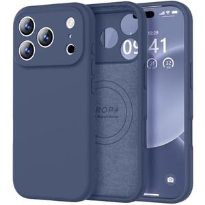 Vooii Magnetic for iPhone 17 Pro Case, Compatible with Magsafe (Premium Liquid Silicone) (Integrated Camera Control Button) Full Body Protective Anti-Scratch Microfiber Lining 6.3", Navy Blue