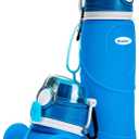 Kemier Collapsible Silicone Water Bottles-750ML, Medical Grade, BPA Free.Can Roll Up, 26oz, Leak Proof Foldable Sports & Outdoor Water Bottles (Blue)