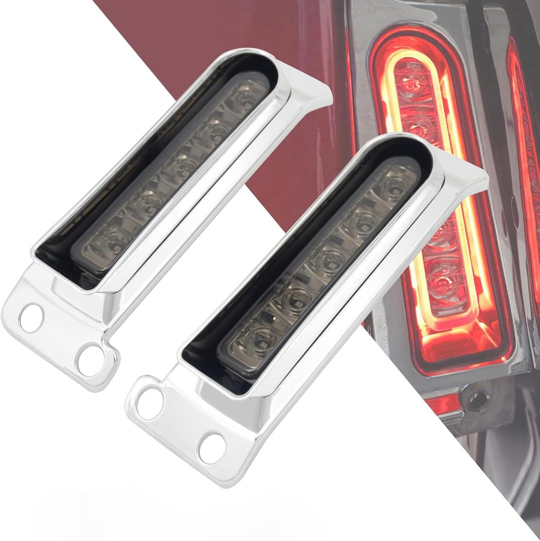 HDBUBALUS LED Saddlebag Support Inserts Auxiliary Fender Light Filler Panel Brake Tail Lights Fit For Harley Electra Glide Road King Ultra Limited 2014-2024 Chrome Housing Smoke Lens