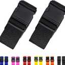 2 Pack Suitcase Straps, Bright Color Adjustable Luggage Belts, TSA Approved (Black)