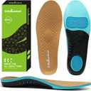 OrthoComfoot Plantar Fasciitis Orthotic Insoles - Comfortable High Arch Support Inserts for Women & Men, 220+lbs Heavy Duty Cushion Pain Relief Shoe Insole for Flat Feet - Arch Pain - Heel Pain -Work (10 Men/12 Women (Insole Length 11.2 in), Brown)