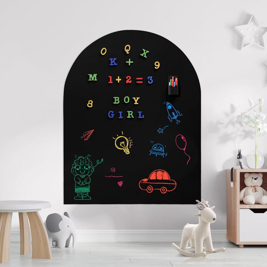 Large 44x35 Inches Magnetic Wall Decal for Kids – Upgraded Strong Adhesive, Thickened Iron Layer, Self-Adhesive Magnetic Chalkboard for Wall, Wallpaper for Home Decor & Kids Playroom (Black)