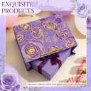 3 x Xustanina 13" Large Rose Purple Gift Bag Set, With Gilded Floral Pattern, Envelope, Greeting Card and Tissue Paper, Suitable for Mother's Day, Birthday, Wedding and Anniversary