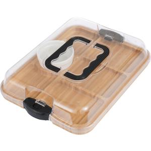 YANG Charcuterie Board with Lid, Divided Bamboo Serving Tray with Handle & Locking Lid, Portable Serving Platter for Party Outdoor Picnics Camping Gift Ready (6 Compartments,Rectangular)