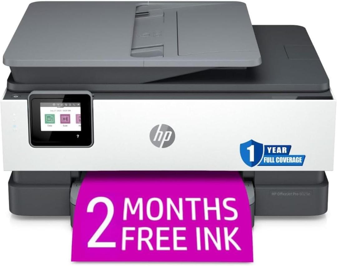 HP OfficeJet Pro 8025e All-in-One Inkjet Wireless Printer Copier Scanner Fax 35 Page ADF Two-Sided 2.7-inch Touchscreen PC Phone Tablet Printers for Home Use Office, Multifunction 1K7K3A (Gray)
