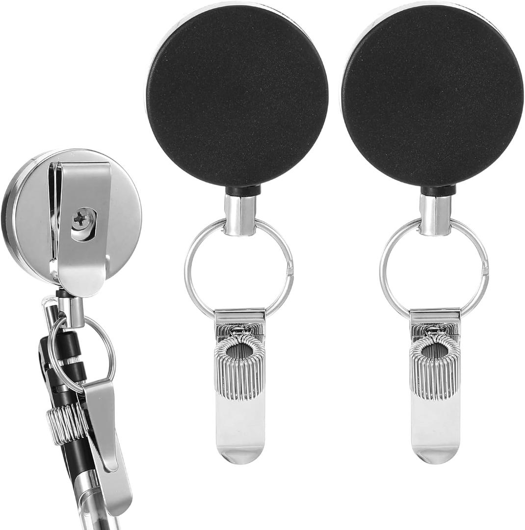 2Pcs Retractable Pull Pen Pencil Holder 24'' Universal Lanyard Retractable Pencil Pull with Belt Clip and Key Ring for Carpenters Nurses Workers