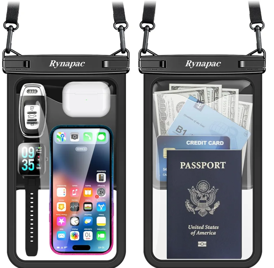 Large Waterproof Phone Pouch Bag - 2 Pack IPX8 Waterproof Phone Case for iPhone 17 16 15 Pro Max Galaxy S25 S24 Ultra, Touchscreen & Underwater Photography, Beach Cruise Travel Essentials