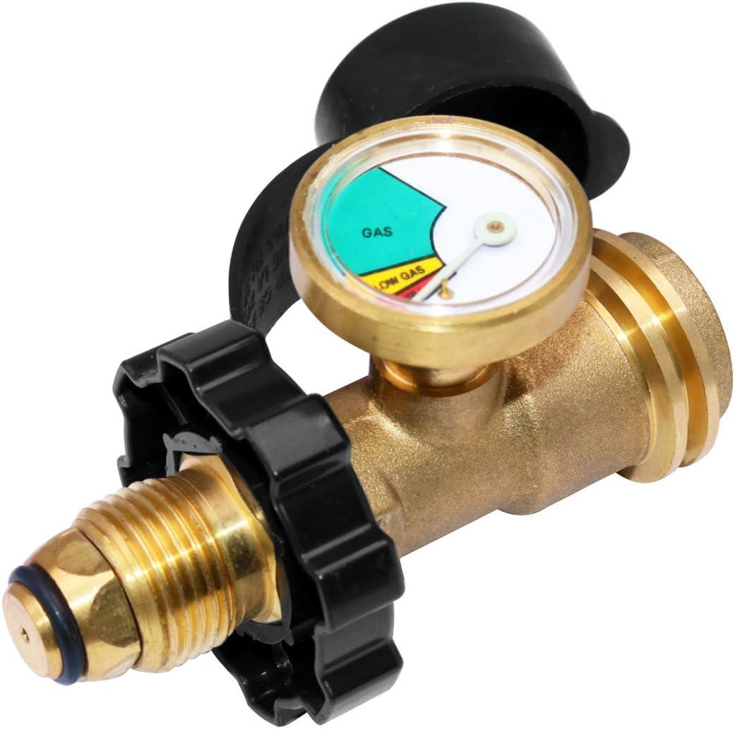 DOZYANT Universal Fit POL Propane Tank Adapter with Gauge - Converts POL LP Tank Service Valve to QCC1 / Type 1, Old to New Connection Type