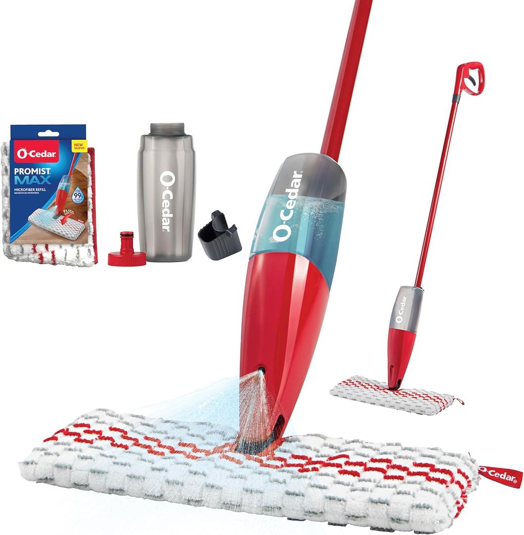 O-Cedar ProMist MAX Microfiber Spray Mop Removes 99% of Bacteria with just Water, Features 1 Extra Refill