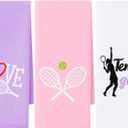 VitalCozy 3 Pcs Tennis Towel Cotton 30x14 Inch Embroidered Sports Towel Funny Tennis for Women Men Sports Player Fitness Accessories (Pink Purple White)